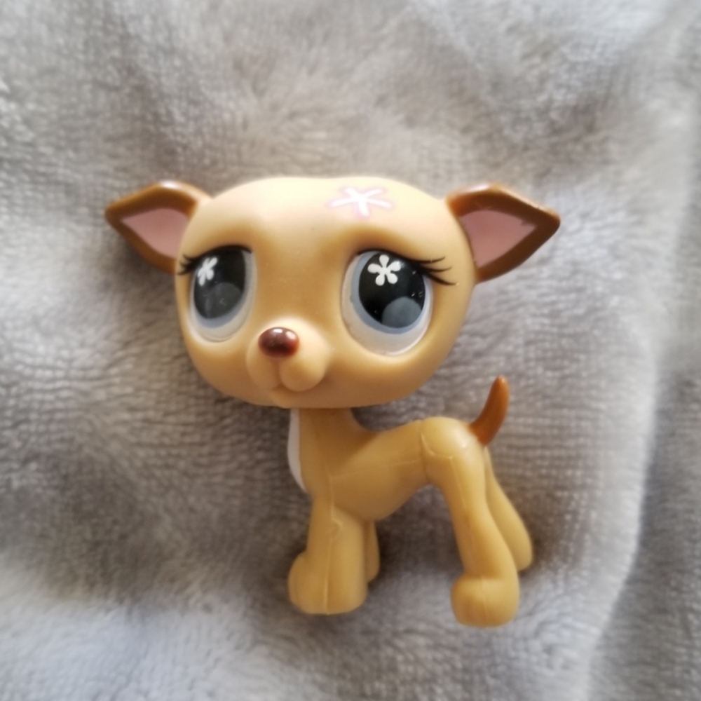 Littlest Pet Shop Tan Puppy with Stars in black an